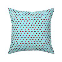 watercolor dots red on aqua