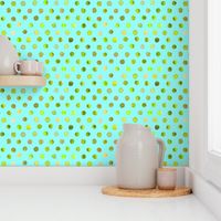 watercolor dots lime on aqua