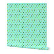 watercolor dots lime on aqua