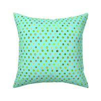 watercolor dots lime on aqua