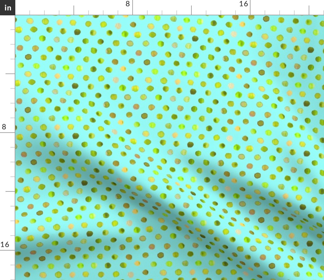 watercolor dots lime on aqua