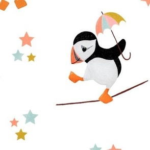 A Circus of Puffins | White Large Scale