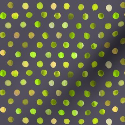 watercolor dots lime on dark grey