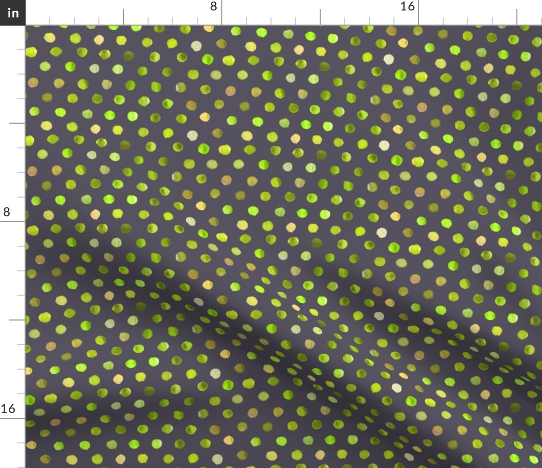 watercolor dots lime on dark grey