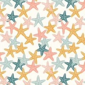 (small scale) Starfish - butterscotch - summer beach nautical - C21