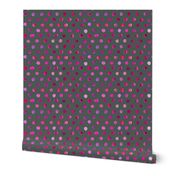 watercolor dots magenta on dark grey