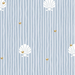 Shell Pearl Stripes | Gold + Blue Gray Whisper