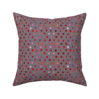 watercolor dots red on grey