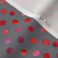 watercolor dots red on grey