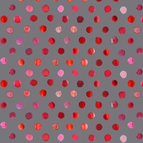 watercolor dots red on grey