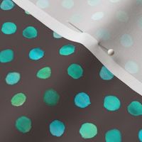 watercolor dots teal on brown