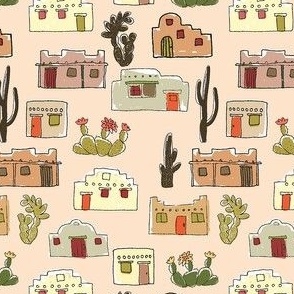 Pueblo Houses, Alternate Peach, small