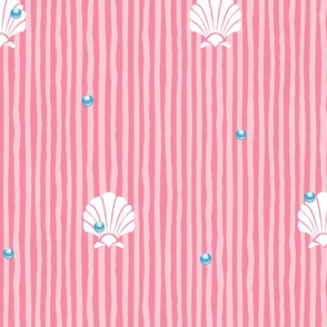 Shell Pearl Stripes - Sea Glass Aqua-Lotsa Pink