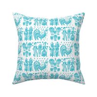 Butterprint in Turquoise on White