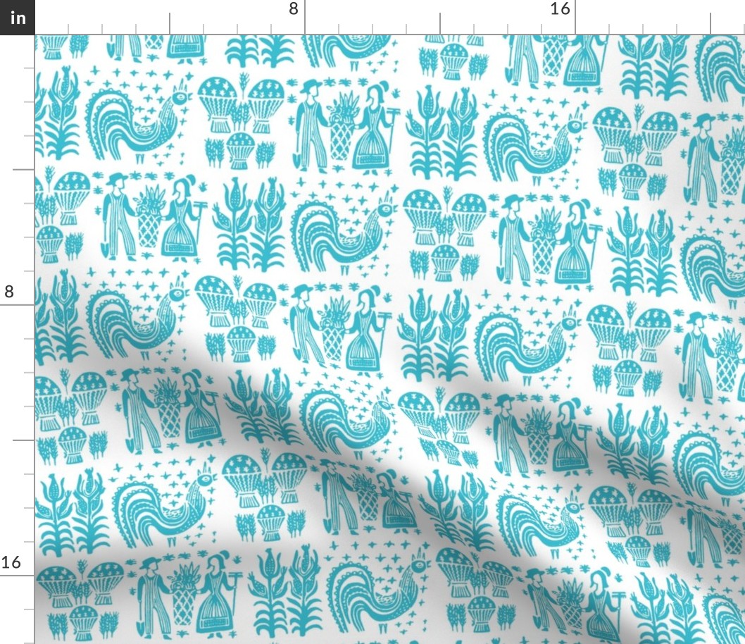 Butterprint in Turquoise on White