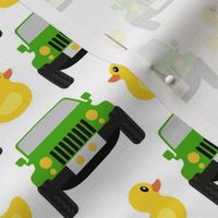 Medium Green Jeep Cars and Yellow Rubber Ducks