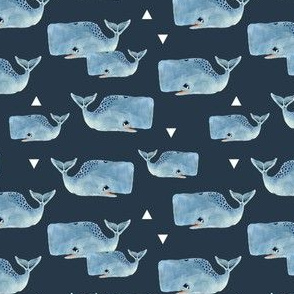 Tiny - Whale Pod with Triangles on Navy