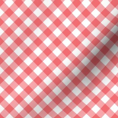 Coral Gingham Plaid Check Pattern-01