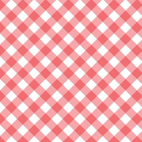 Coral Gingham Plaid Check Pattern-01