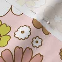 April Retro Floral half drop- large scale