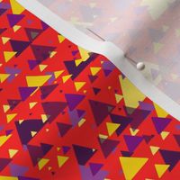purple and yellow triangles on red