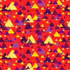 purple and yellow triangles on red