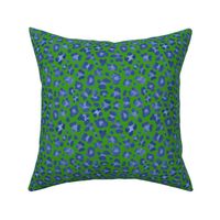 6" Blue on Green Leopard Print