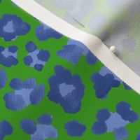 6" Blue on Green Leopard Print