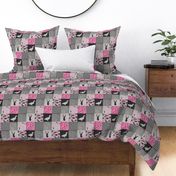 3 inch Ducks & Trucks Pink - Wholecloth Cheater Quilt