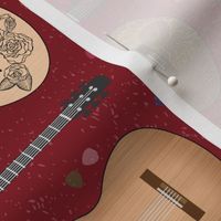 Acoustic Guitars on Red by ArtfulFreddy