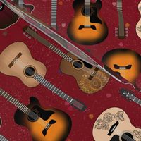 Acoustic Guitars on Red by ArtfulFreddy