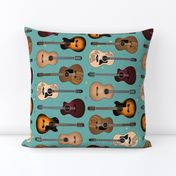 Acoustic Guitars on Teal by ArtfulFreddy