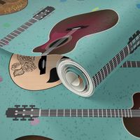 Acoustic Guitars on Teal by ArtfulFreddy