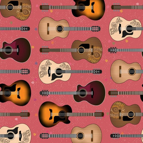 Acoustic Guitars on Pink by ArtfulFreddy