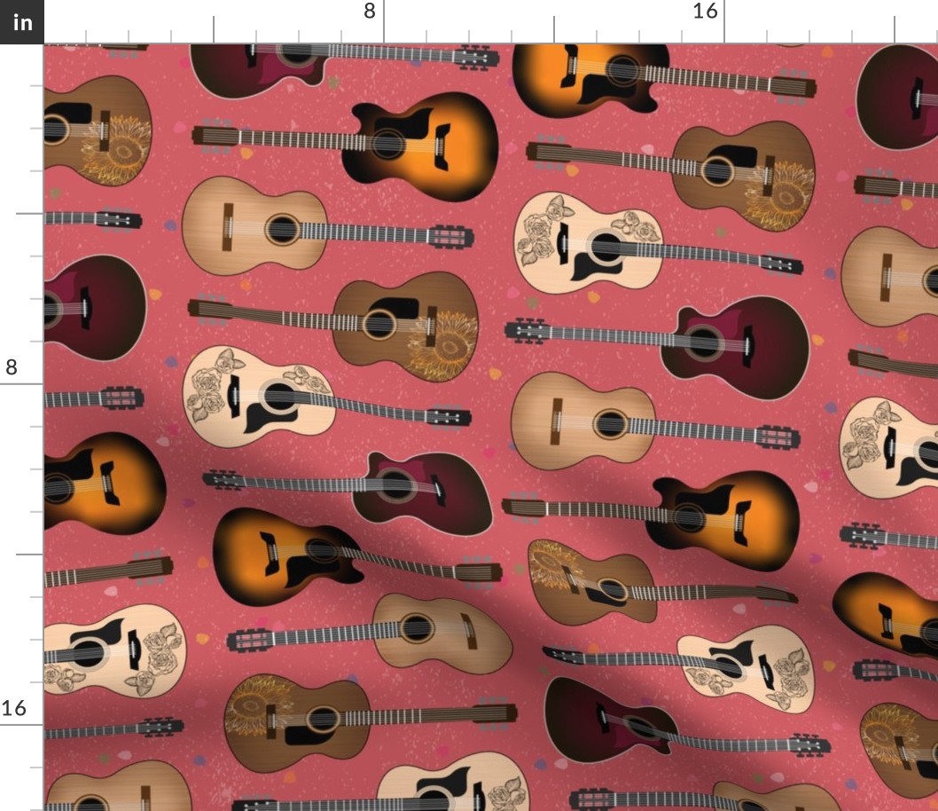 Acoustic Guitars on Pink by ArtfulFreddy
