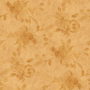 Faux Leather Textured Peru Brown with watercolor floral detail