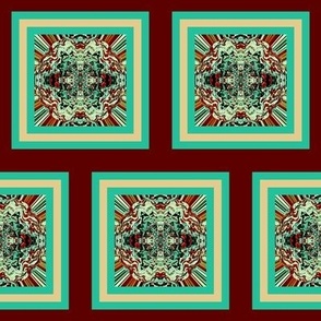 Earthy Fine Art Checks in Turquoise and Rust