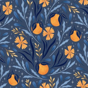 Wild Flowers and Oranges | Blue and Gold