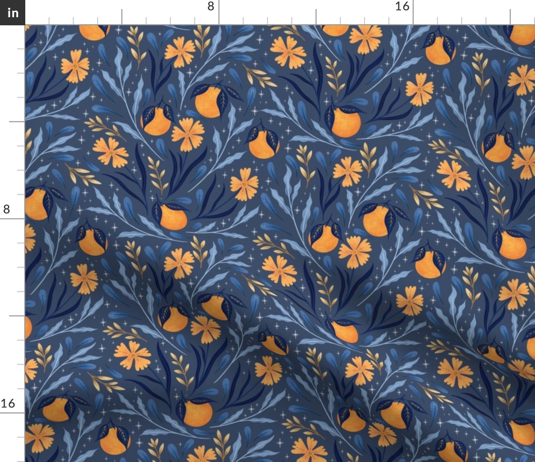 Wild Flowers and Oranges | Blue and Gold