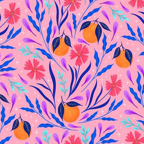 Wild Flowers and Oranges | Neon Pink