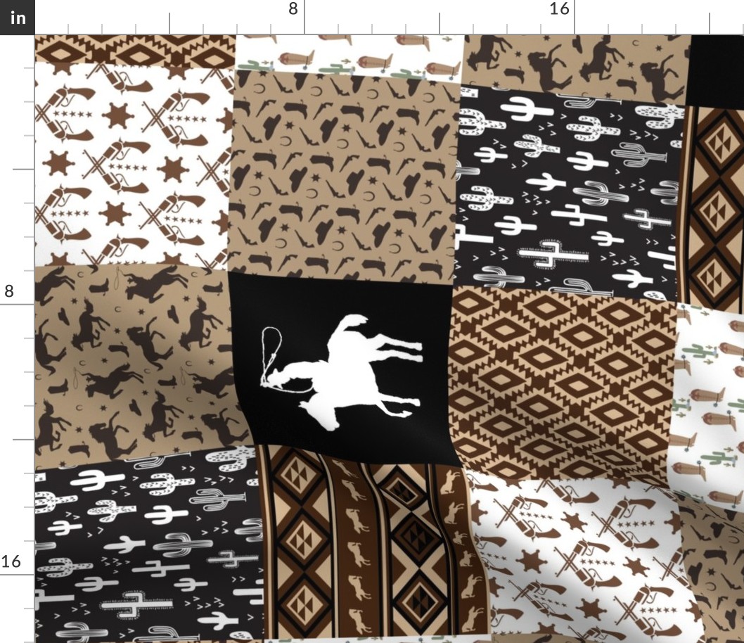 Cowboy Wholecloth Quilt | Cheater Quilt | Western Patchwork Fabric | Cowboy_Dec16_20_ROTATED