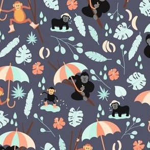 Monkeys in the Rain | Mint & Peach