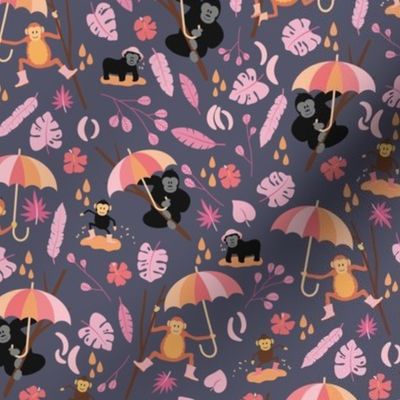 Monkeys in the Rain |  Pink and Grey