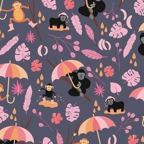 Monkeys in the Rain |  Pink and Grey