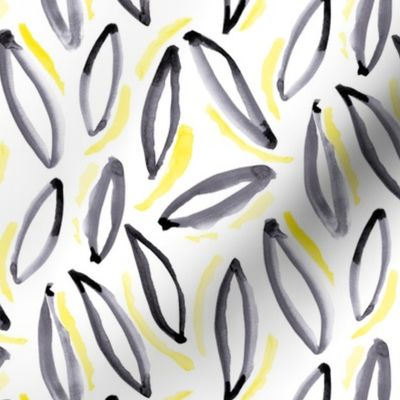 Abstract Leaves | Yellow Grey