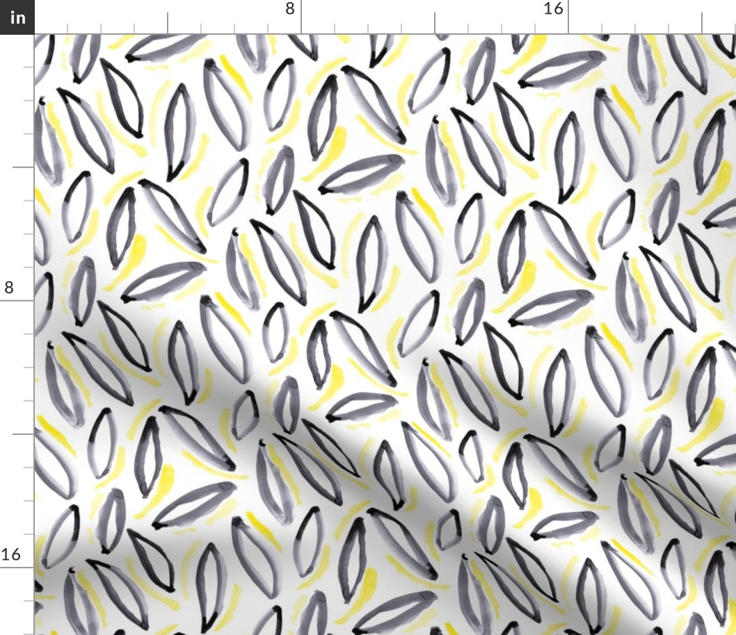 Abstract Leaves | Yellow Grey