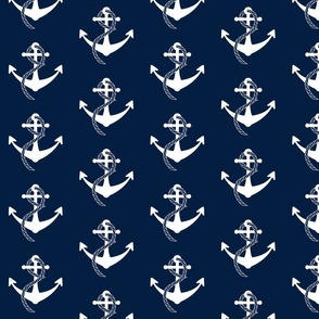 Medium white anchors on navy blue