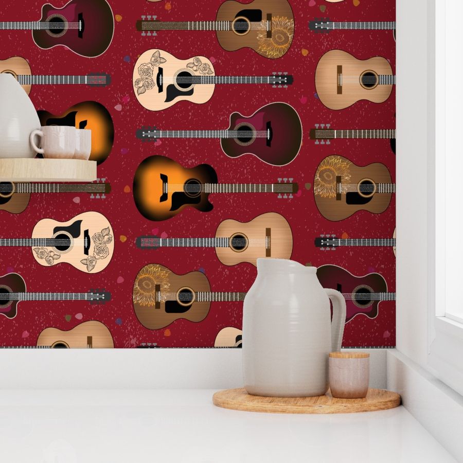 Acoustic Guitars on Red (small scale)