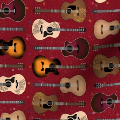 Acoustic Guitars on Red (small scale)