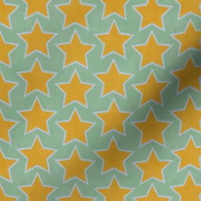 Groovy Gold Stars (jade green) 6"